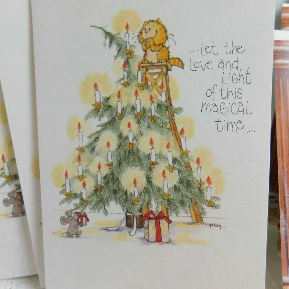 Christmas Greeting Cards Cats Kitties Lot of 31 w/ Envelopes Holiday Duplicates